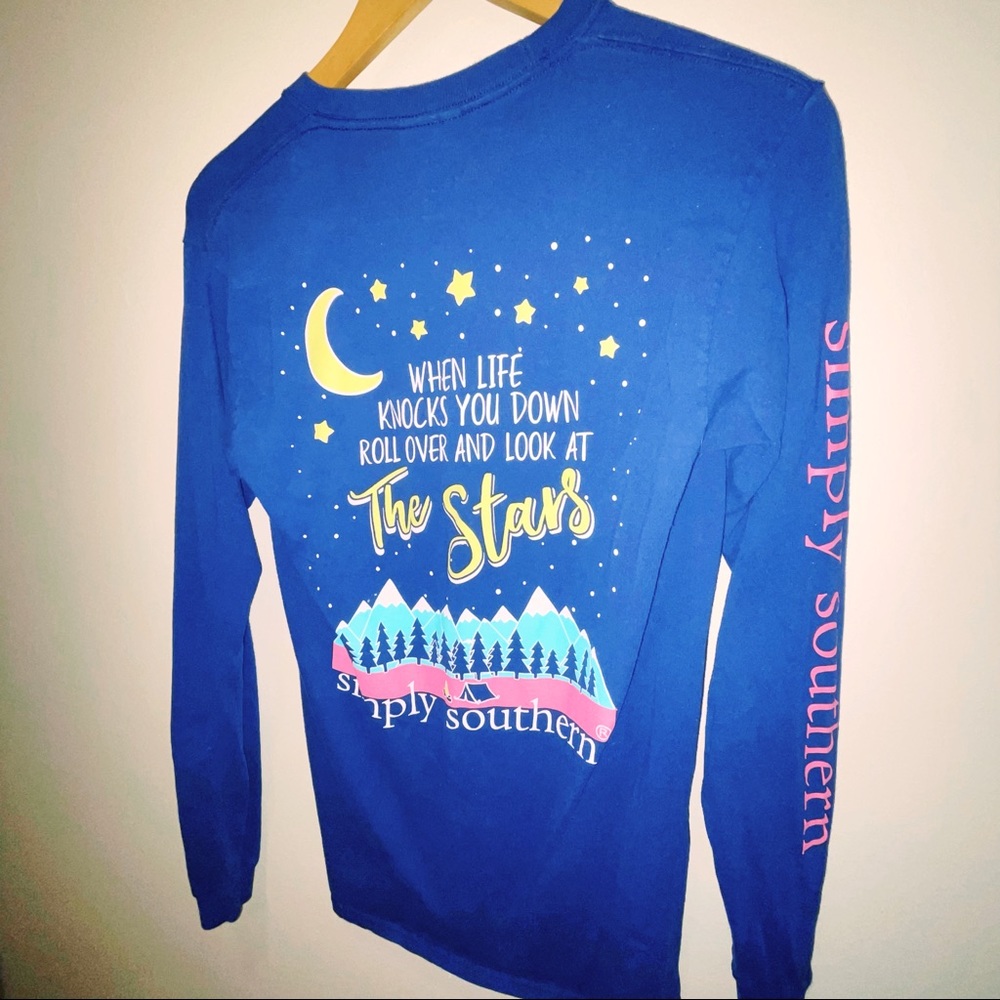 Simply Southern Navy Blue Stars Long Sleeve Small